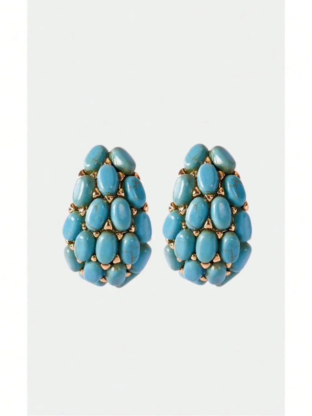 Peacock Blue Casual Women's Golden Stud Earrings